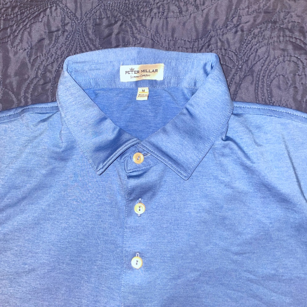 Peter Millar Long Sleeve - Blue Polo Shirt - Summer Comfort Series